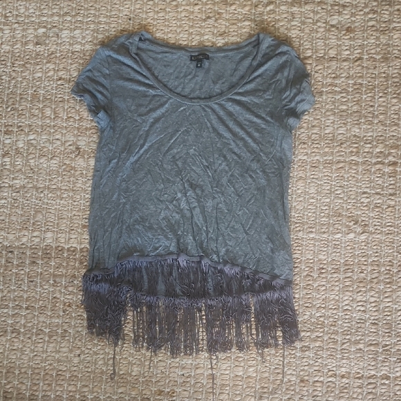Express Blue Ruffled Short Sleeve T-Shirt - Picture 1 of 3
